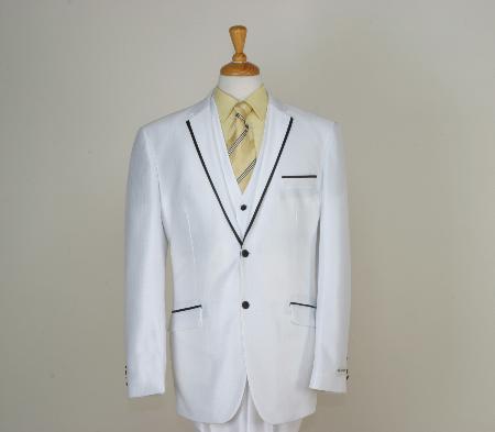 Mensusa Products Men's Designed White Two Button Tuxedos