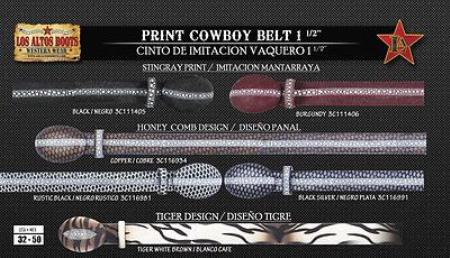 Stingray Print/Leather Men's Cowboy Belt 1.5