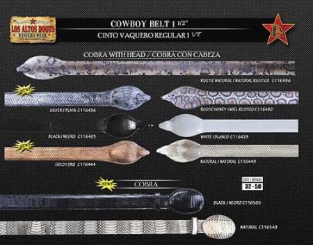 Mensusa Products Genuine Cobra w/ Head Men's Cowboy Belt 1.5