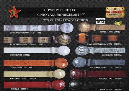 Genuine Ostrich Leg Men's Cowboy Belt 1.5