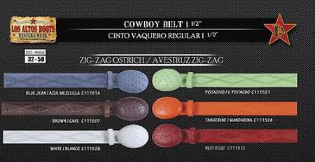 Mensusa Products Genuine Ostrich ZigZag Men's Cowboy Belt 1.5