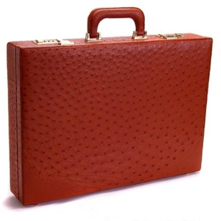 Mensusa Products Full Genuine Ostrich Sport Briefcase Cognac 874