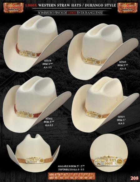 Western Hats, 1,000x Durango Western Cowboy Straw Hats. Please specify the color of the hat band strap at checkout. We have multiple colors available in genuine caiman or genuine ostrich. Please see the picture for your selection. We won't process the order unless we know what skin (caiman/ostrich) and color you want for the band strap on your hat. The hat band straps are 3/4" width.A natural straw hat 1,000X.Featuring a handsome hat band (pick the color you like) finished off with silver/gold metal details front. , 1,000x Durango Western Cowboy Straw Hats 120