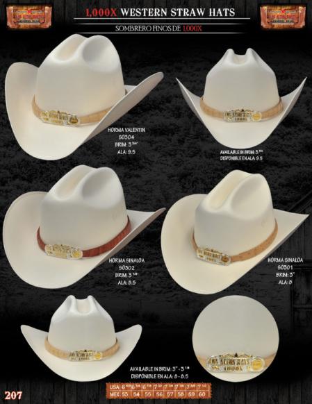 Western Hats, 1,000x Norma Western Cowboy Straw Hats. Please specify the color of the hat band strap at checkout. We have multiple colors available in genuine caiman or genuine ostrich. Please see the picture for your selection. We won't process the order unless we know what skin (caiman/ostrich) and color you want for the band strap on your hat. The hat band straps are 3/4" width.A natural straw hat 1,000X. Featuring a handsome hat band (pick the color you like) finished off with silver/gold metal details front.Finished off with a front brand of the Los Altos Logo., 1,000x Norma Western Cowboy Straw Hats 120