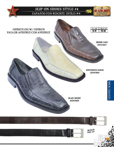 Mensusa Products Genuine Ostrich Leg w/ Ostrich Men's Dressy Shoe Brown, Winterwhite, Black