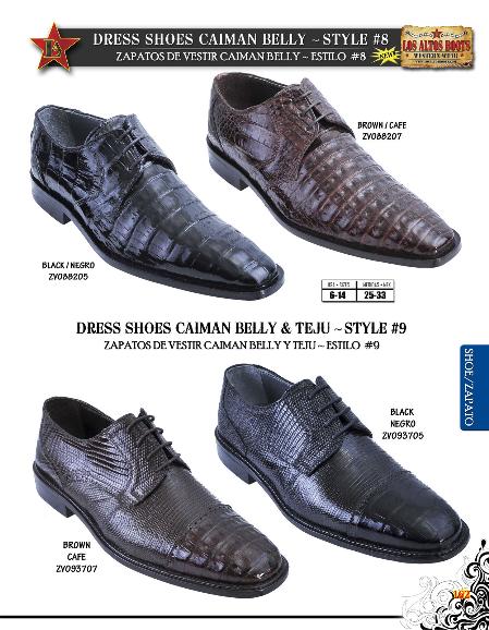 Mensusa Products Genuine Caiman Belly/Teju Lizard Men's Dressy Shoe Black & Brown