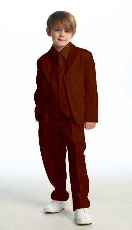 Mensusa Products Single Breasted Boy's Suit Brown