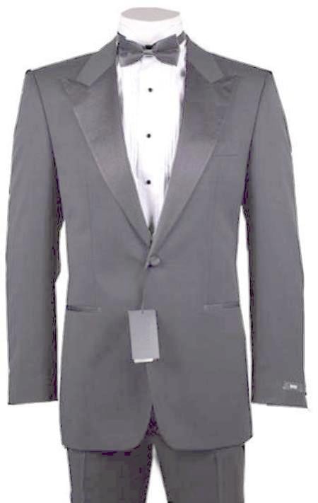 big and tall mens suits, This suit is as nice as it gets. It features REAL Italian super 120s' superfine merino wool that has the finest drape you have ever seen!No expense was spared on this suit as it is first cabin all the way!It comprises of 1 button or 2 Button, pleated slacks, and hand finished with logo lining. If you are tired of common "Mall" clothing and would like to shop on Rodeo Drive but can't get there and don't want to pay those silly prices, just let the MensUSA.com take care of you!, 1or 2 Button Peak Lapel Tuxedo Light Gray Pre Order Collection 30 Days Delivery