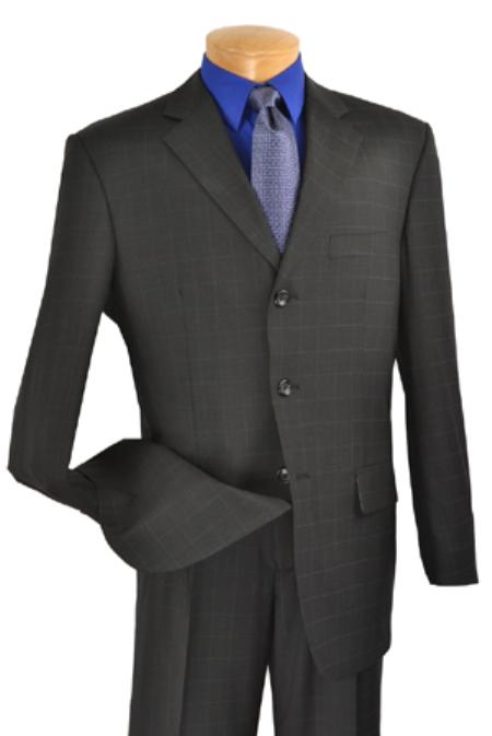 Mensusa Products 1 Super Wool Single breasted 3 btn pleated pants fancy stripe & pattern Black