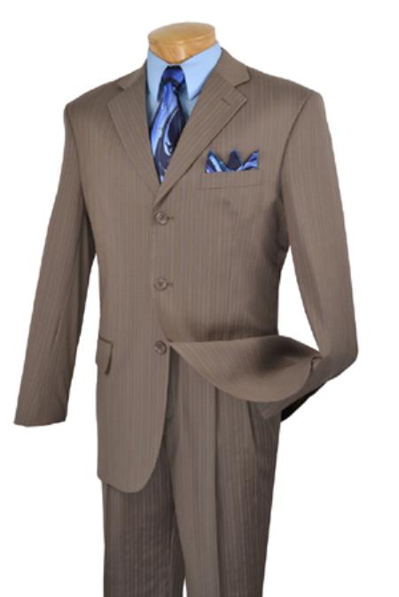 Mensusa Products 1 Super Wool Single breasted 3 btn pleated pants fancy stripe & pattern Brown