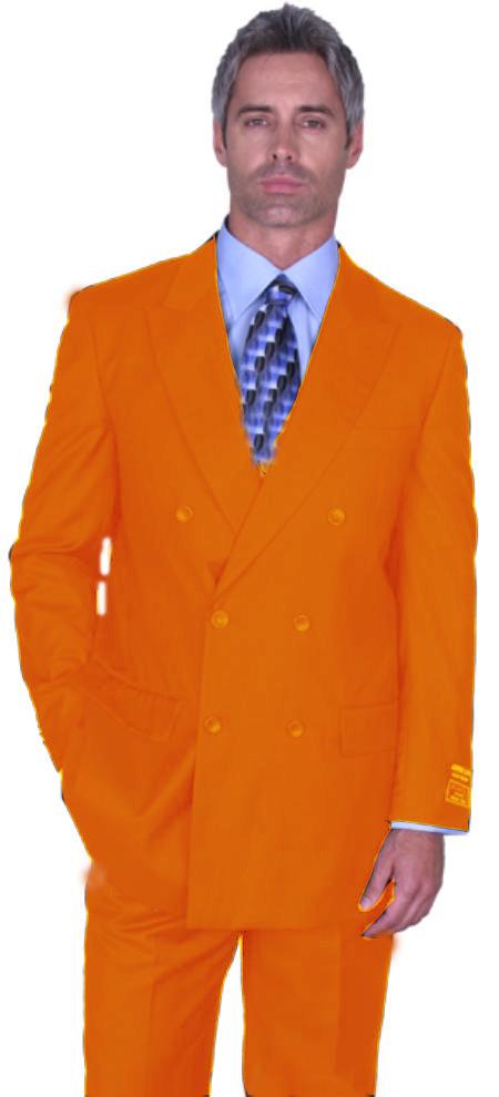 Mensusa Products Orange Double Breasted Super's Wool Suit Pre Order Collection 30 Days Delivery