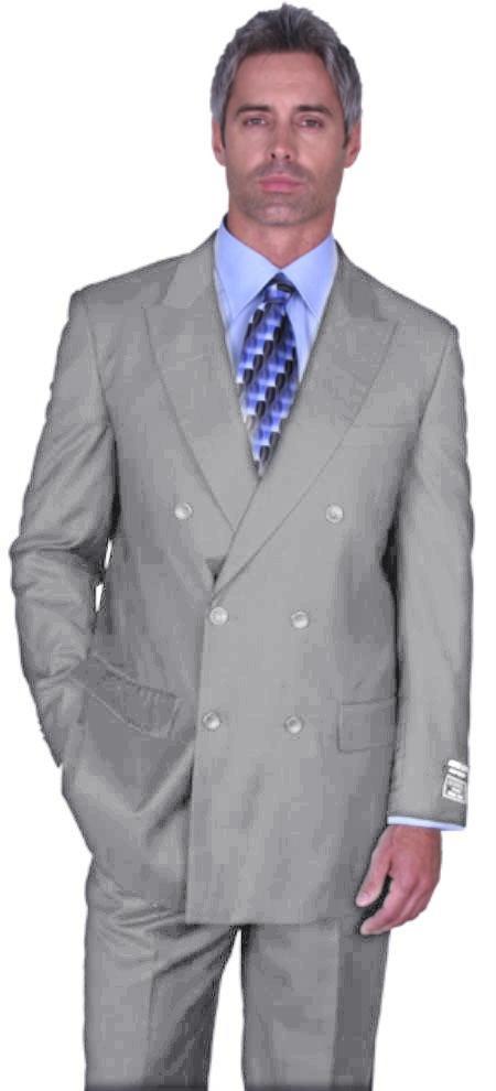 Mensusa Products Silver Double Breasted Super's Wool Suit Pre Order Collection 30 Days Delivery