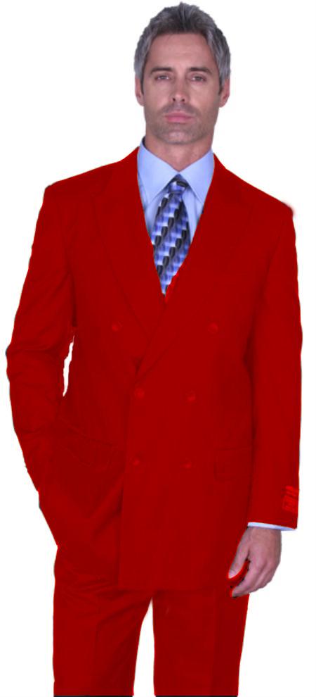 Mensusa Products Red Double Breasted Super's Wool Suit Pre Order Collection 30 Days Delivery