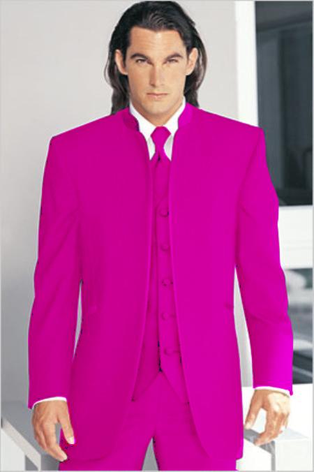Mensusa Products Mirage Tuxedo Mandarin Collar Rose Vested 3PC No Buttons Pre Order Collection Delivery in 30 days