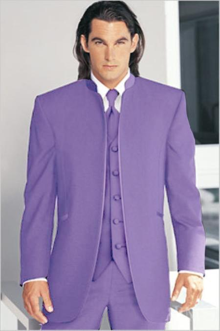 Mensusa Products Mirage Tuxedo Mandarin Collar Lavender Vested 3PC No Buttons Pre Order Collection Delivery in 30 days