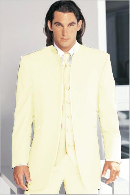 Mensusa Products Mirage Tuxedo Mandarin Collar Cream No Buttons Pre Order Collection Delivery in 30 days