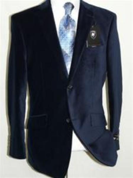Velvet Navy Blue Sport Coat Blazer By Giorgio Cosani