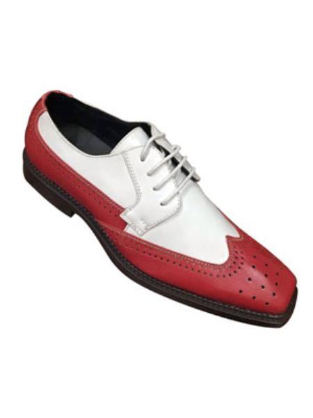 Mensusa Products classic comfortable latest in fashion Two Tone RED / White Mens Dress Shoe