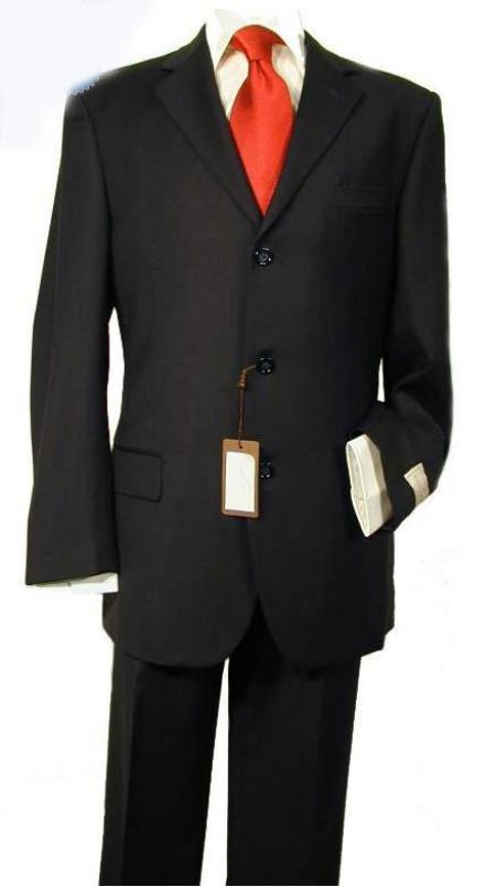 Mensusa Products Mens 3 Button Black Suit with Shirt and Red Tie