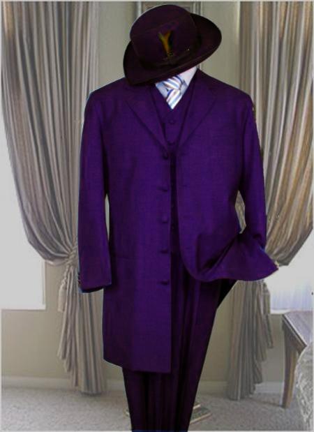 Mensusa Products Classic Long Dark Purple Fashion Zoot Suit