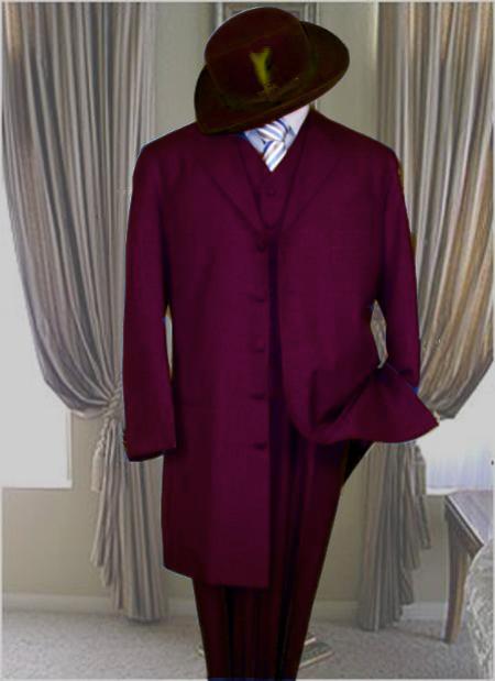 Mensusa Products Classic Long Burgundy Fashion Zoot Suit
