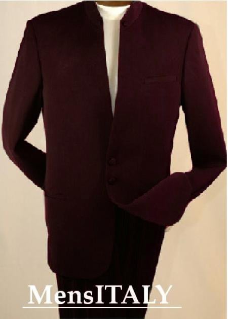 Mensusa Products Split Collar Highest Quality Men Brown Mandarin Collar Two Button Suit