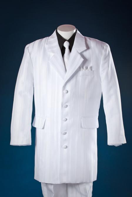 Mensusa Products White Shadow Stripe 5 Piece Zoot KidsToddlerBoy Suits (Black Shirt)