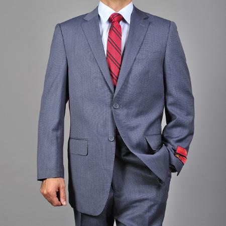 Mensusa Products Mantoni Men's Textured Blue 2Button Wool Suit