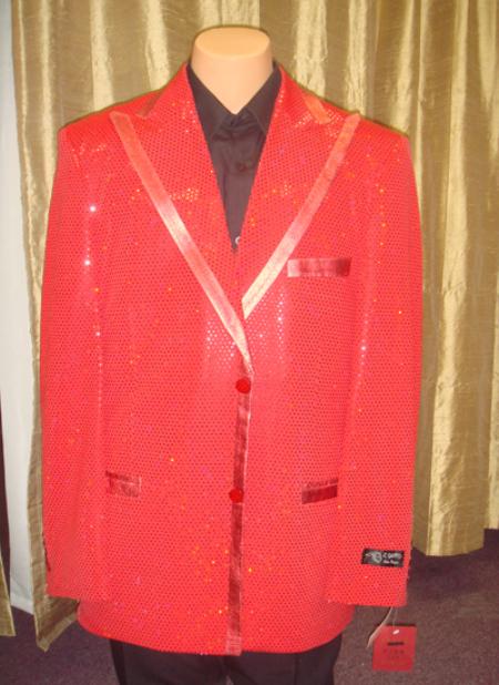 Mensusa Products Men's Sequin Jacket/Blazer in Red