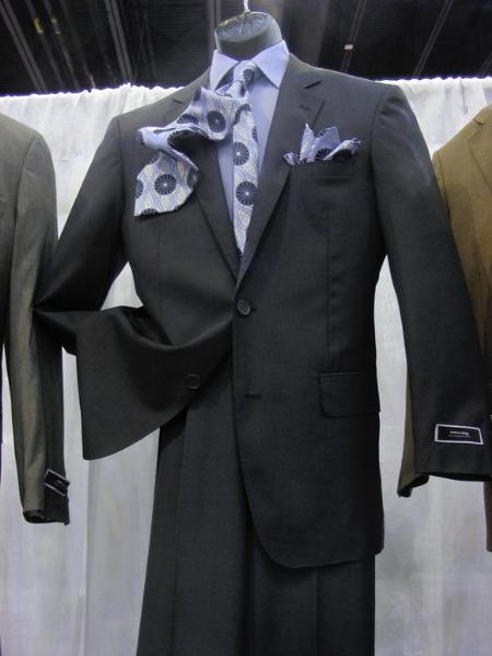 Mensusa Products 2 PC 2 Button Suit Luxurious Poly Rayon Charcoal Suit