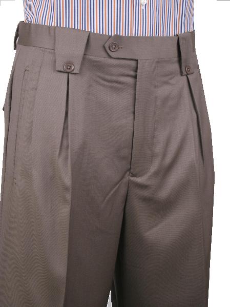 Pleated Wide Leg Pants Wool-feel Light Leonardo Valenti Brown Mens Trousers/Slacks Cheap