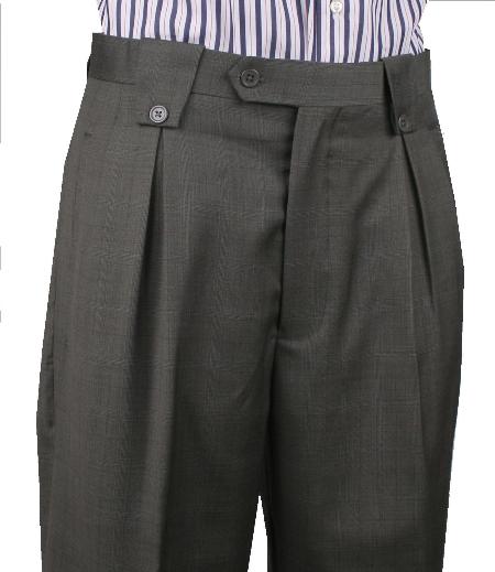 Pleated Wide Leg Pants Wool-feel Charcoal Leonardo Valenti Mens Trousers/Slacks Cheap