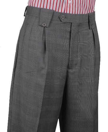 Pleated Wide Leg Pants Wool-feel Grey Leonardo Valenti Mens Trousers/Slacks Cheap