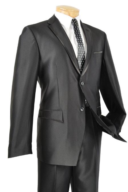 Mensusa Products Slim Fit Black Framed Lapel Two Button Prom Tuxedo