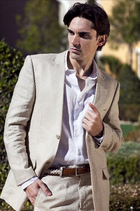 Mensusa Products Men's 1 Fine Linen Suit in Beige(Natural)