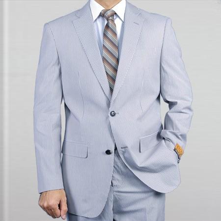 Mensusa Products Elegant, Natural & Light Weight 2Btn Notch Lapel Real Linen Suit Spring/Summer Blue