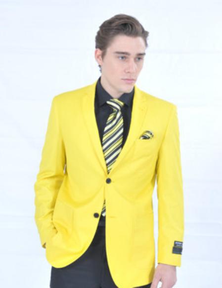Mensusa Products Men's Fitted Premium Blazer Yellow