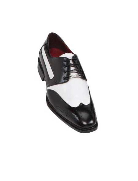 Mensusa Products Black Mens Two Tone Dress Shoes Oxford: Wingtip