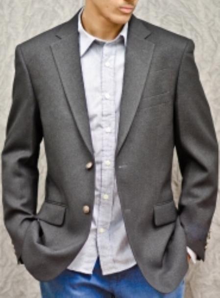 Mensusa Products Mens 2Button Poly Blazer Charcoal Gray