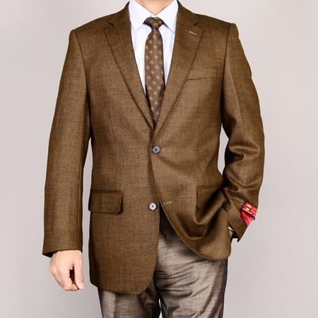 Mensusa Products Mantoni Men's Brown 2Button Wool Sport Coat