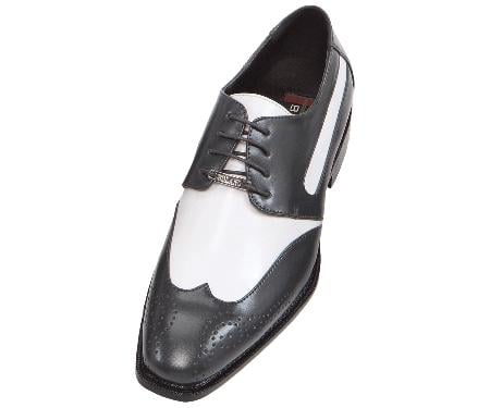 Mensusa Products Mens Charcoal GraySilver Two Tone Dress Shoe Oxford: Wingtip