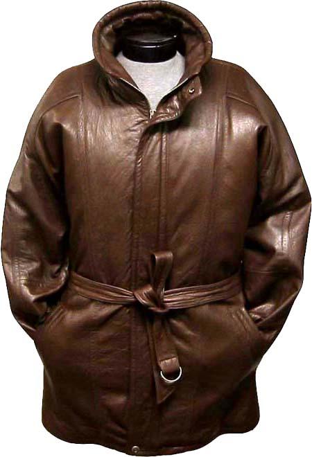 Mensusa Products Men's Classic 3/4Length Coat with Belt ZipToTop China Collar Brown Leather long trench coat ~ Raincoat ~ Duster