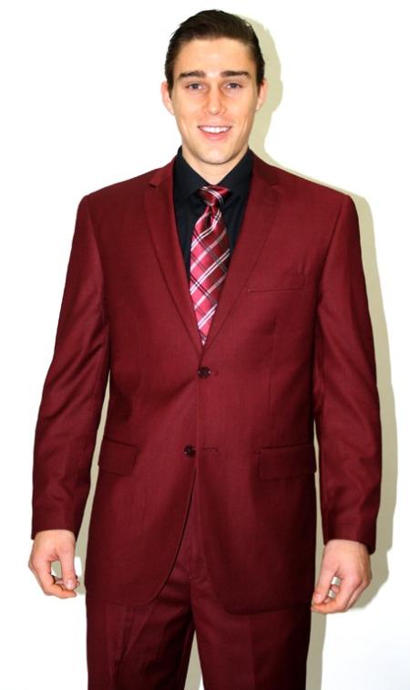Mensusa Products Men's 2 piece affordable suit online sale Burgundy 110
