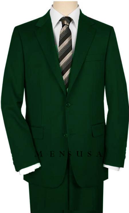 UMO HighQuality 2 Button Dark Green Suit Wide Leg 22 Inch Pleated Pants Double Vented Jacket