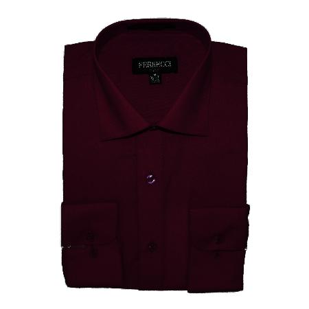 Mensusa Products Men's Slim Fit Dress Shirt Burgundy