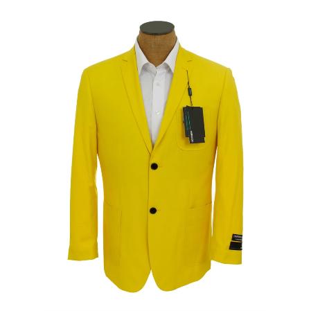 Mensusa Products Mens Solid Bright Yellow Sport Coat Jacket Blazer