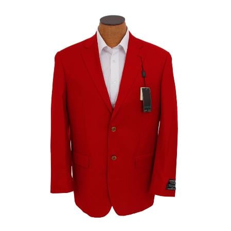 Mens Solid Red Sport Coat Jacket Blazer