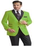 Apple Green Two Button Notch Party Suit & Tuxedo & Blazer w/ Black Lapel