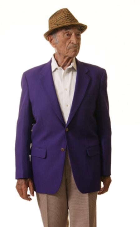 Purple blazer-Single Breasted 2 Button SolidPurple blazer