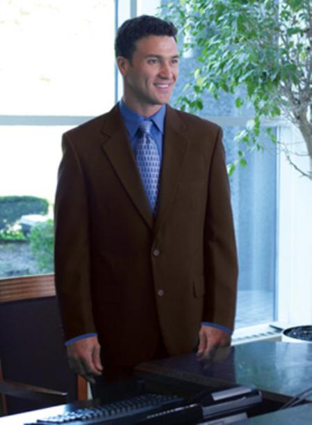 Mensusa Products Single Breasted 2 Button Solid Brown Blazer